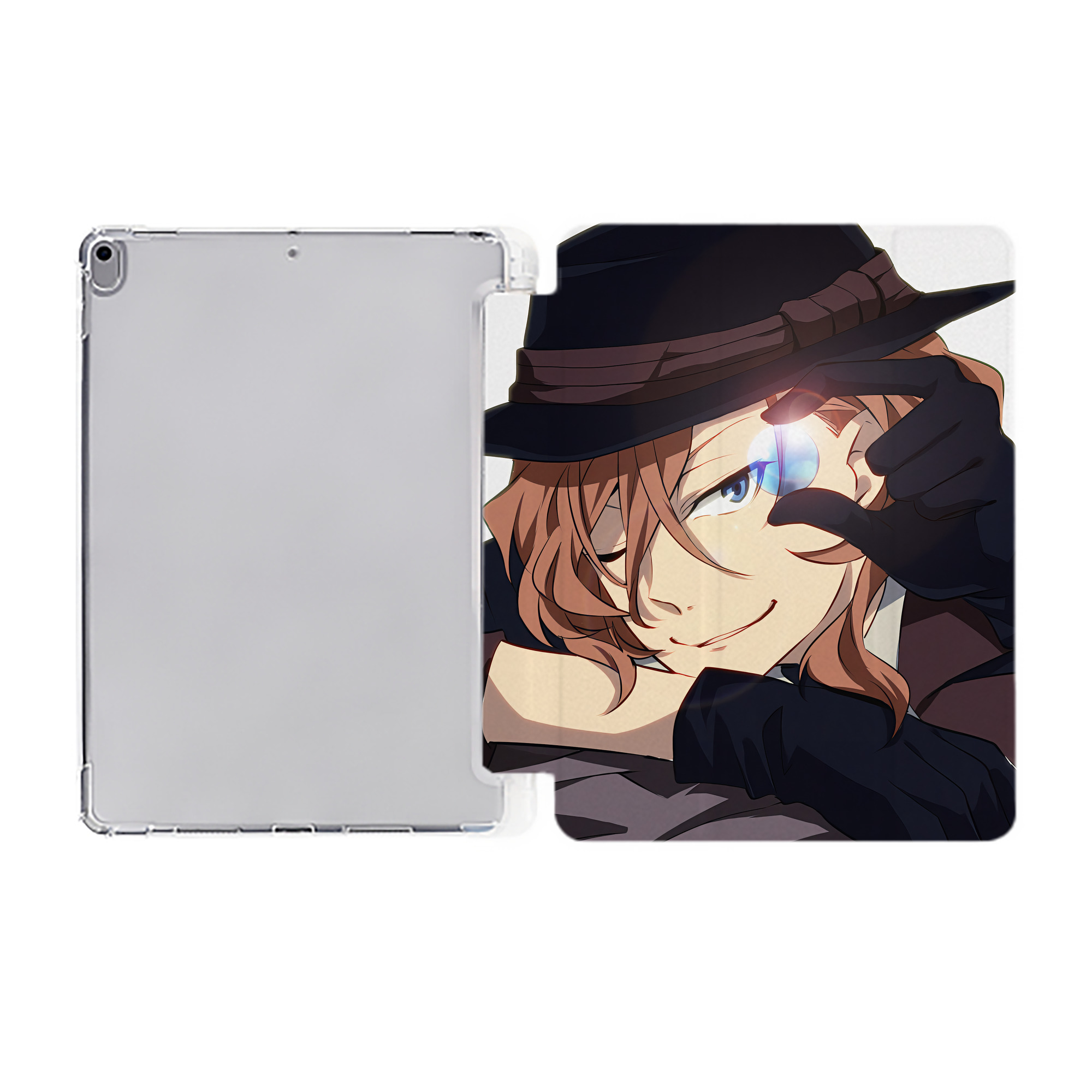 （画像用） 文豪ストレイドッグス Bungo Stray Dogs IPad ケース ペン収納付き 三つ折りスタンド PUレザー×シリコン 対応機種9.5/10.5/10.9インチ